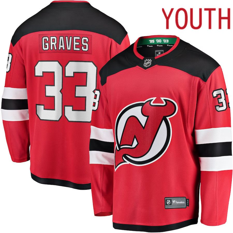 Youth New Jersey Devils #33 Ryan Graves Fanatics Branded Red Breakaway Player NHL Jersey->youth nhl jersey->Youth Jersey